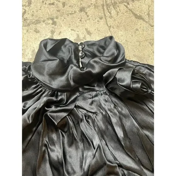 Dolce & Gabbana Dress Ribbon Sleeveless Women Size 46 Silk Black Rose - Picture 3 of 8